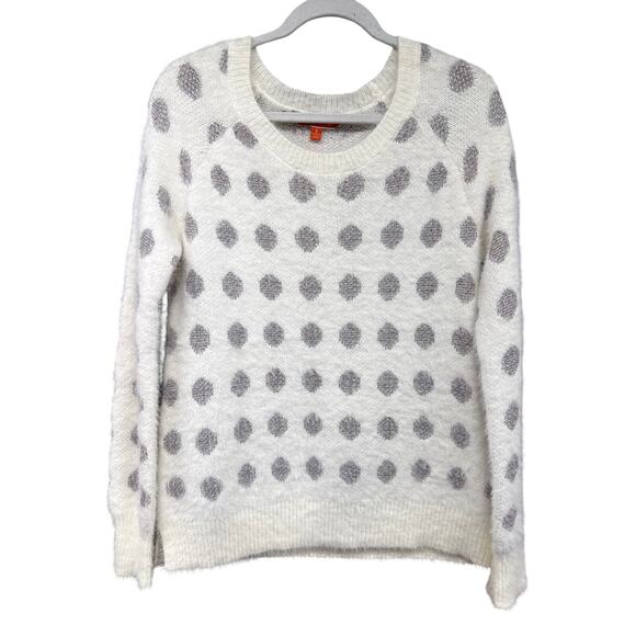 Modcloth White Small Sweater Polka Dot Eyelash Sparkle New Year's Cozy Rainbow - Picture 1 of 7
